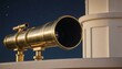 © Hans - A polished brass telescope, gleaming under a starry night sky, on an observatory balcony