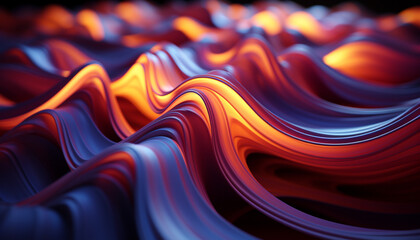 Poster - Abstract wave pattern in vibrant colors, smooth and shiny generated by AI