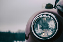 Beautiful Vintage Car, Close View Of Classic Car Headlight, Classic
