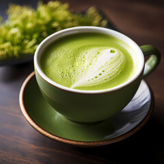 Poster - A close-up of a cup of matcha tea. 