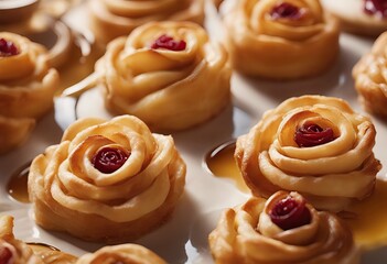 Wall Mural - coated dough rosewater foodMahane Market deepfried moroccan golden then strips honey rose syrup kosher Chebakia pastries made Yehuda Made resemble rolled