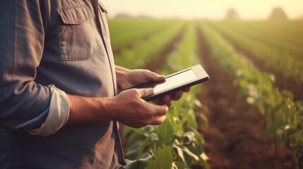 Wall Mural - Hands of farmer, Agriculture technology 