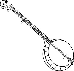 Banjo Outline Illustration Vector