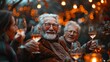 © rodrigo - elderly people celebrating their birthday, with glasses of champagne