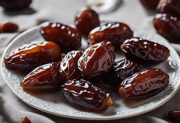 Wall Mural - white dried view sweeties dates middleeastern Closeup delicious fresh Traditional plate
