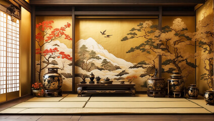 A vintage Japanese room, background.