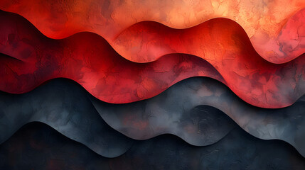 Wall Mural - A Painting of a Red and Black Wave