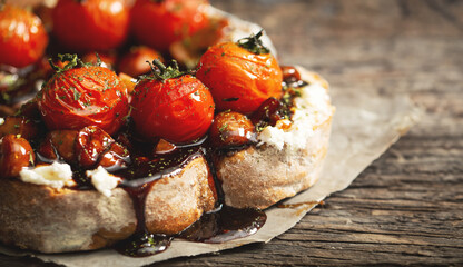 Wall Mural - Open Sandwich with Cherry Tomatoes and Cream Cheese