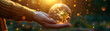 © Ash - A hand cradling a glowing Earth with a bokeh effect in the background, symbolizing Earth Day and environmental protection.
