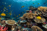 Fototapeta Do akwarium - The symphony of coral reefs and colorful fishes