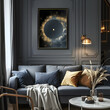 Living Room Design with astronomical wall hanging