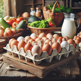 Fototapeta  - Farm eggs in egg carton