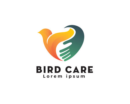 bird care heart logo icon symbol design template illustration inspiration