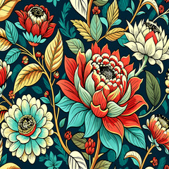 Wall Mural - flower fabric pattern