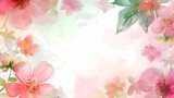 Fototapeta Kwiaty - Watercolor colorful spring flowers background with empty space for text. 
