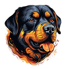 Rottweiler Dog Head Painting On A Clean Background. Pet. Animals. Dog Head, Illustration, Generative AI.