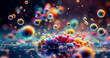 colorful bacteria floating in the air