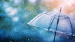 © Saleem - Transparent umbrella under rain, generative ai