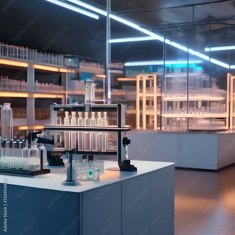 Futuristic laboratory with glowing vials and scientific equipment2 ...