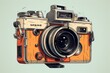 Orange and White Camera With Lens