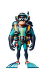 Fototapeta Natura - 3D cartoon diver. Full-length diver