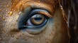 Eye of a brown horse. Close-up. 3d rendering - Generative AI