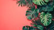 palm leaves on isolated background, copy space, generative ai