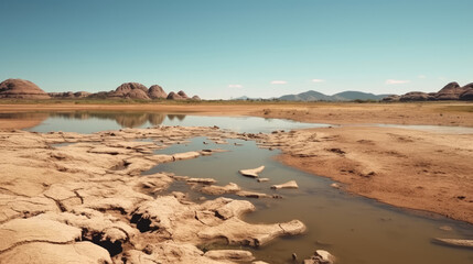 Wall Mural - Drying up of lakes and rivers in summer