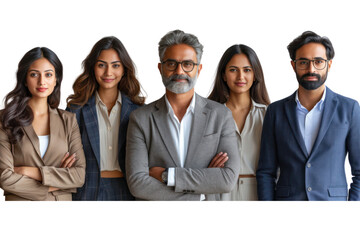 Wall Mural - Portrait of successful group of indian business people at modern office looking at camera isolated isolated on transparent background