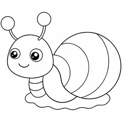 Wall Mural - snail black and white vector illustration for coloring book	