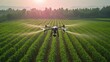 Smart farmer uses drone for various fields such as research analysis, land scanning technology, smart technology concept.