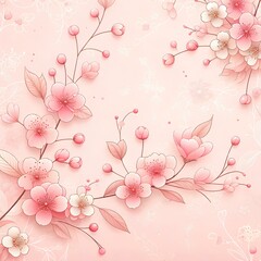 Canvas Print - Create a pink delicate background with a pattern of cherry flowers. The design should be elegant and gentle, capturing the essence of spring with soft