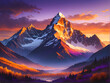 Majestic Mountain Sunset. Expansive Glow: Majestic Mountains Embraced by the Enchanting Palette of a Sunset's Warm Hues. generative AI