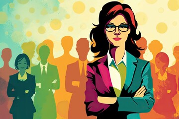 Wall Mural - businesswoman in front of a group of people