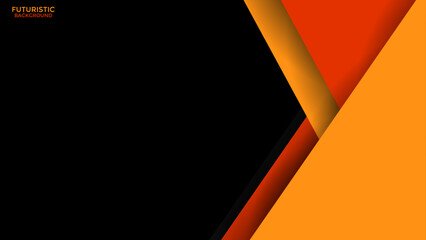 Wall Mural -  Black and orange abstract futuristic layer geometric background vector illustration