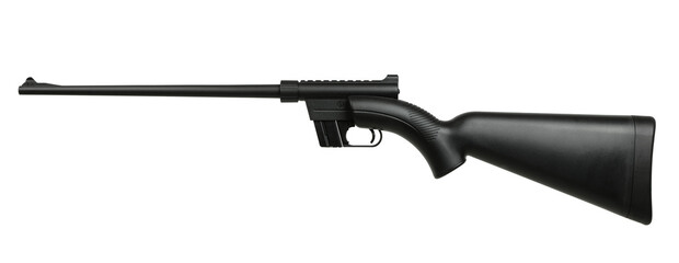 Wall Mural - Small-bore bolt rifle in a plastic stock of .22lr. Small rifled weapon for hunting and sports. Isolate on a white back.