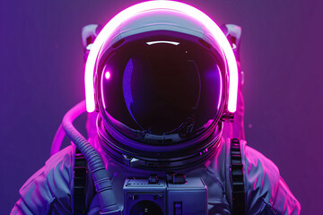 Canvas Print - close-up image of astronaut and helmet in outer space, world space day 3d rendering scene illustrati