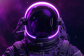 Canvas Print - close-up image of astronaut and helmet in outer space, world space day 3d rendering scene illustrati