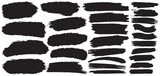 Fototapeta  - Big collection of grunge badge brush, ink brush strokes, brushes, lines, box, dirt artistic elements. Brush black paint ink stroke frame. Vector black paint brush set. Arc brush stroke paint boxes.