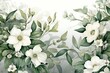 white and green bouquet of white background
