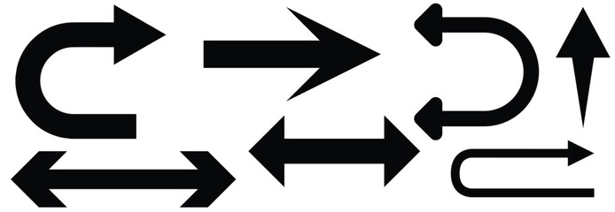 Wall Mural - one way only or this way only forward and u turn black sign round floor marking adhesive sticker ico