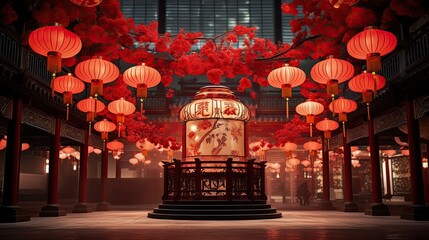 Wall Mural - A Huge Red Lantern traditional Chinese elements