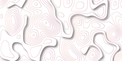 Abstract white colorful gradient Topographic line map background with shadows. Contour elevation topographic and textured Background Modern design with White background with topographic wavy patte.