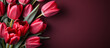 Red tulip bouquet flower background. Floral wallpaper, banner. February 14, valentine's day, love, 8 march international women's day theme.	
