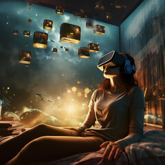 Canvas Print - Virtual reality headset projecting dreams into reality