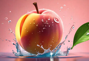 Peach in water