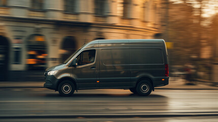 Wall Mural - Detailed image of a delivery van in motion