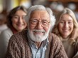 Close up headshot loving elderly father stroking overjoyed daughter head, family enjoying tender moment, two generations, excited mature man and young woman
