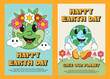 © yustika - Earth day celebration poster set. Earth day vector illustration set