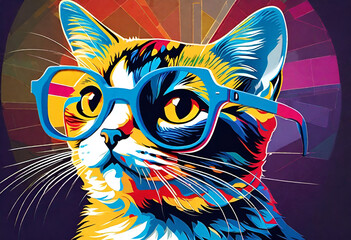  Cute cat with glasses